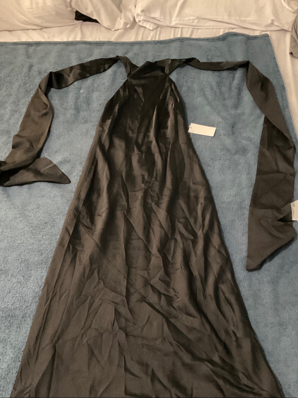 Show Me Your MuMu Black Satin Halter Tie-Back Maxi Dress